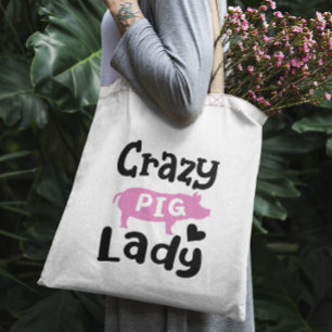 Bolso De Tela Crazy Pig Lady cerdo divertido