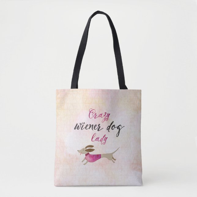 Bolso De Tela Crazy Wiener Dog Lady (Anverso)