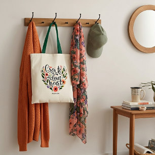Bolso De Tela Crea en Mí un Corazón limpio floral