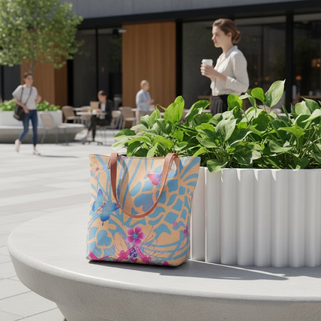 Bolso De Tela Crea tu propia impresión completa y elegante (Urban Butterfly Chic: Vibrant Butterfly Tote Bag. Your stylish everyday companion. Achempong Zazzle)
