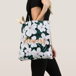 Bolso De Tela Crea tu propio blanco floral y de texto de verano 