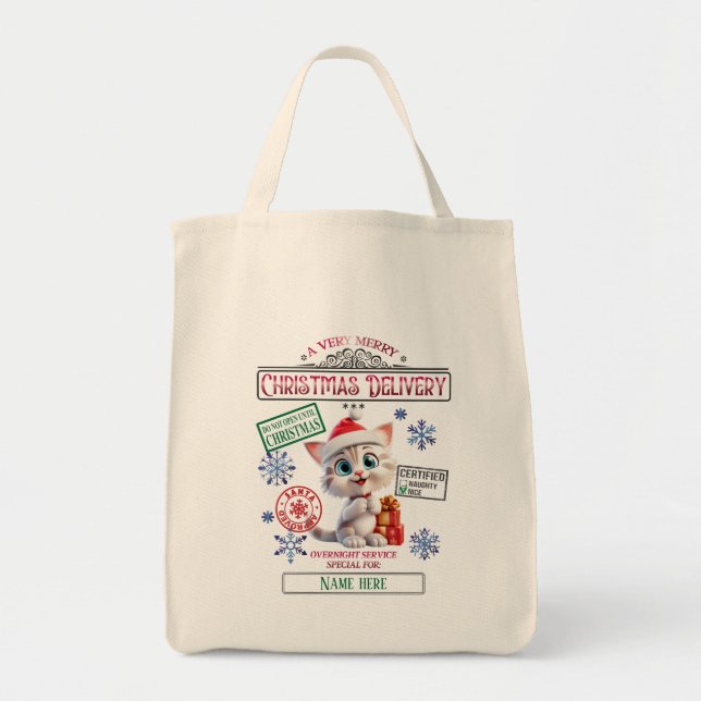 Bolso De Tela Crea tu propio Navidad Kitty Gift Sack (Frente)