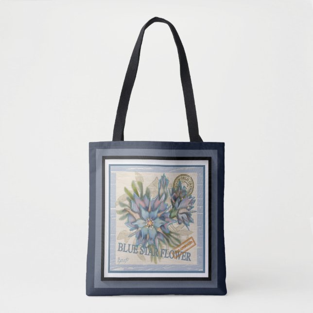 Bolso De Tela Creación de G Flores de Office azules y amarillas (Anverso)