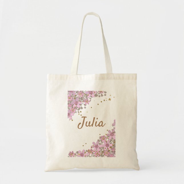 Bolso De Tela Creado para ti, floral, flores de papel, rosa (Frente)