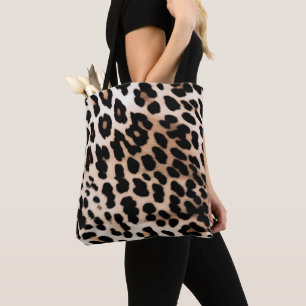 Bolso De Tela Cream Black Leopard Print