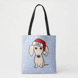 Bolso De Tela Cream Dachshund Cute Santa Dog Navidades