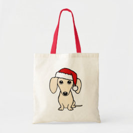Bolso De Tela Cream Dachshund Santa Cute Wiener Dog Navidades