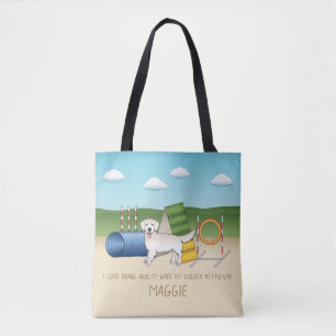 Bolso De Tela Cream Golden Retriever Con Equipo De Agilidad