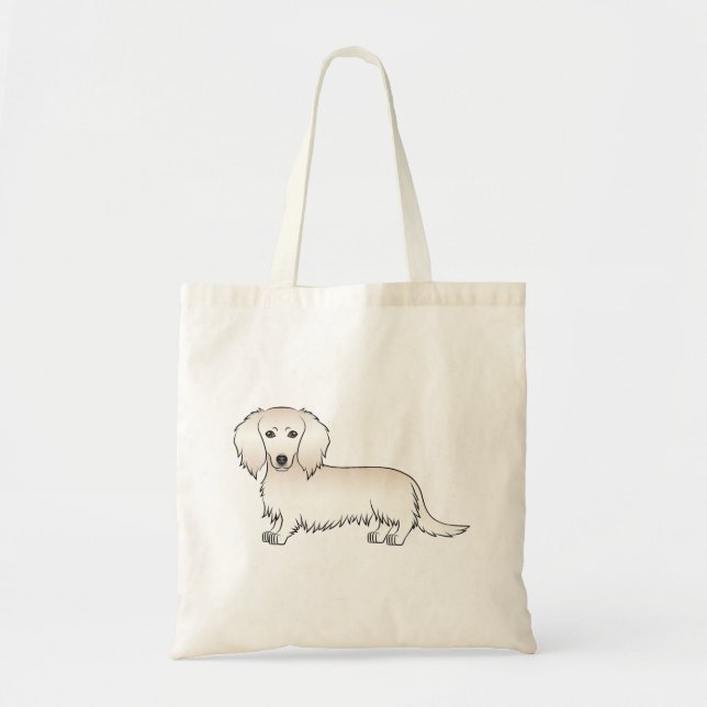 Bolso De Tela Cream Long Hair Dachshund Cute Cartoine Dog (Frente)