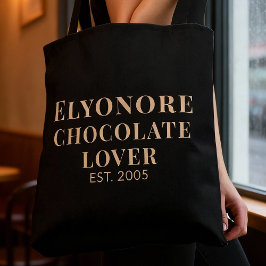 Bolso De Tela Cream Script Name Established Chocolate Lover