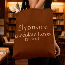 Bolso De Tela Cream Script Name Established Chocolate Lover
