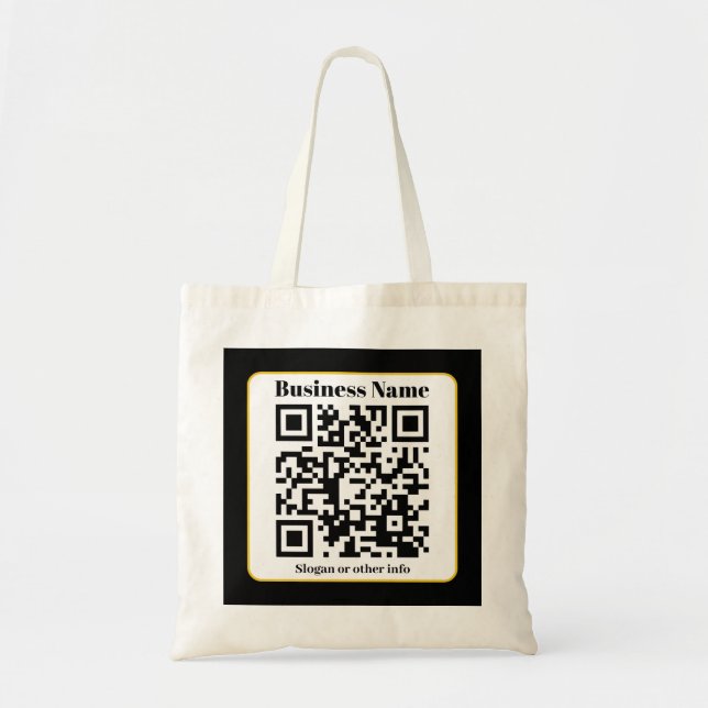 Bolso De Tela Crear su propio código QR | Borde dorado blanco ne (Frente)