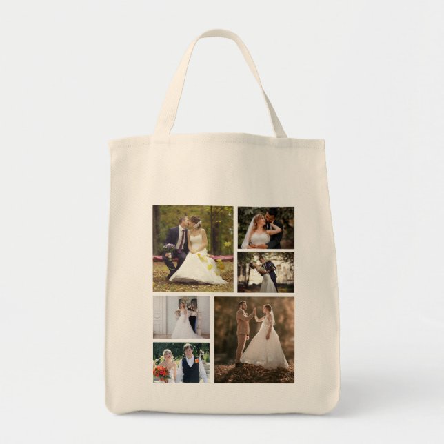 Bolso De Tela Crear su propio Collage de 6 Bodas de fotos (Frente)