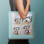 Bolso De Tela Crear su propio Collage de fotos de 4 - Nombre del<br><div class="desc">Usa hasta cuatro fotos cuadradas o selfie para crear un regalo único y personal. O puedes mantener al cachorro hipster y hacer un keepsake de moda. Si necesita ajustar las imágenes,  haga clic en la herramienta personalizar para realizar cambios.</div>