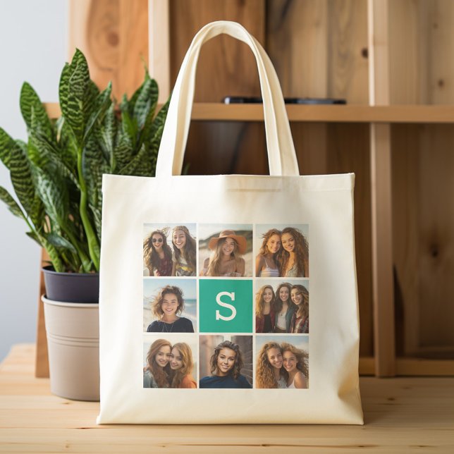 Bolso De Tela Crear su propio monograma de Personalizado de Inst (Personalized tote bag - photo collage and monogram)