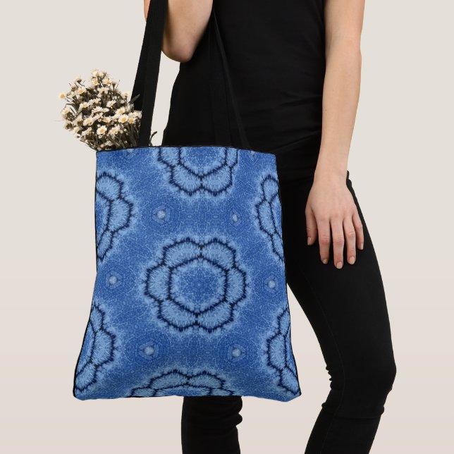 Bolso De Tela Crear su propio patrón de flor de Denim Azul Perso (Detalle)