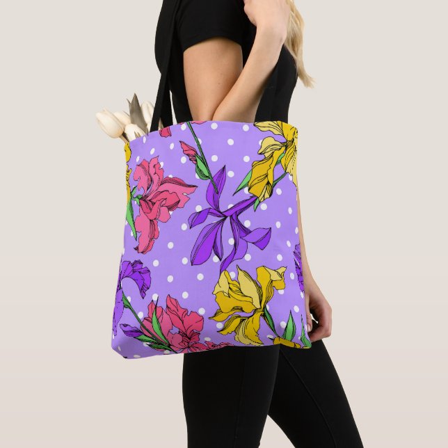 Bolso De Tela Crear su propio patrón púrpura Acuarela floral (Detalle)