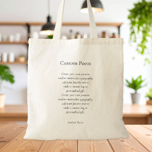 Bolso De Tela Crear su propio poema Personalizado