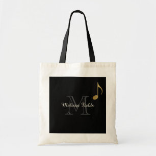 Bolso De Tela crear tu propia música en negro monogramada