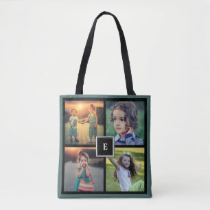 Bolso De Tela Crear un collage de fotos de su familia monogramad
