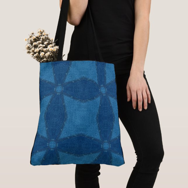 Bolso De Tela Crear un retro de patrón azul Personalizado propio (Detalle)
