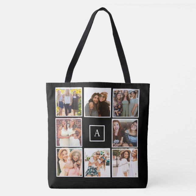 Bolso De Tela Create your own 8 Photo Collage Monochrome (Anverso)
