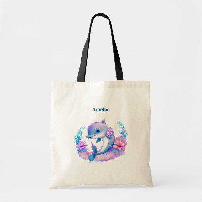 Bolso De Tela Creatura de mar de delfín cuto (Frente)