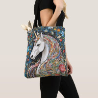 Creatura mítica unicornio Tote floral animal