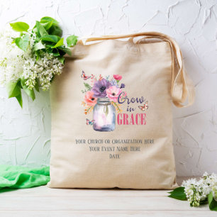 Bolso De Tela Crecer En Grace Mason Jar Personalizado De La Escu