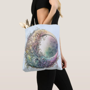 Bolso De Tela Creciente Luna Bohemiana Pastel Verde Halloween