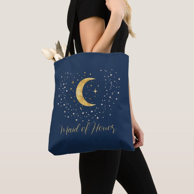 Bolso De Tela Creciente Luna Noche Estrellada  (Detalle)