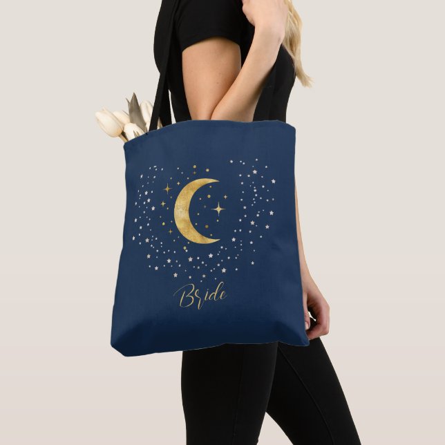 Bolso De Tela Creciente Luna Noche Estrellada  (Detalle)