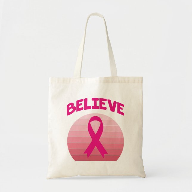 Bolso De Tela Cree en la cinta rosa retro (Frente)