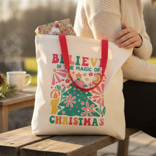 Bolso De Tela Cree En La Magia De La Navidad Retro Boho