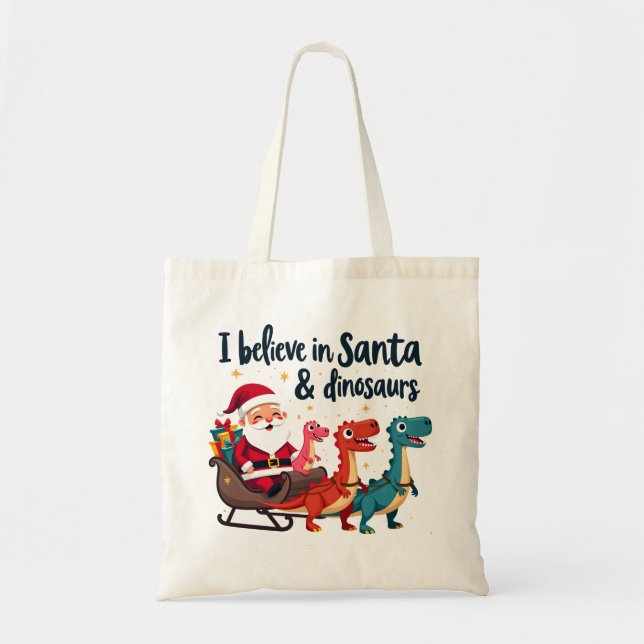 Bolso De Tela cree en Santa y los dinosaurios (Santa Elena (Frente)