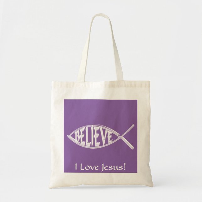 Bolso De Tela Cree Pez Lavanda (Frente)
