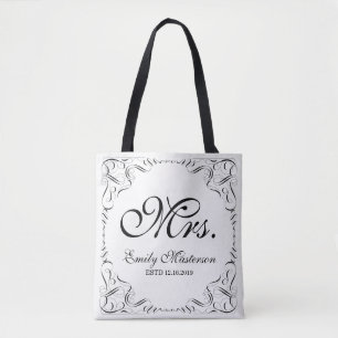 Bolso De Tela Cree Su Propio Sr. Mrs. Su Boda Monograma