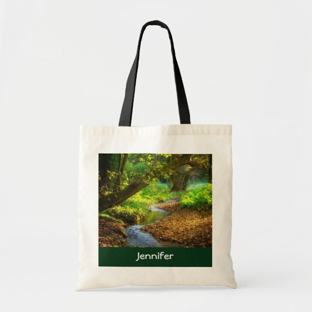 Bolso De Tela Creek forestal Hermoso paisaje natural Foto (Frente)