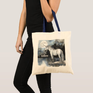 Bolso De Tela Creen Luna Llena Unicornio