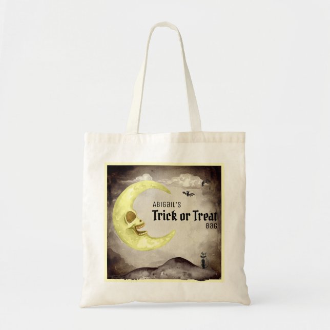 Bolso De Tela Creepy Moon Spooky Trick Trek (Frente)