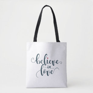 Bolso De Tela Creer en amar la caligrafía de San Valentín Bols