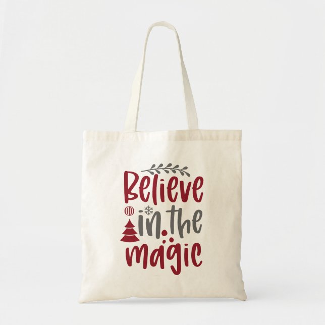 Bolso De Tela Creer en la festividad de los Navidades mágicos (Frente)