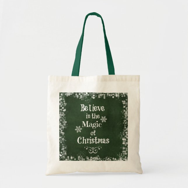 Bolso De Tela Creer en la magia de la cita de los Navidades (Frente)