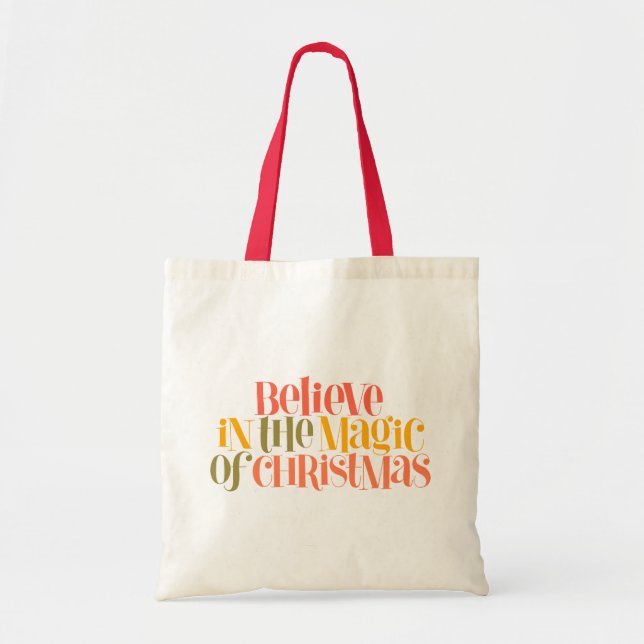 Bolso De Tela Creer en la magia de los Navidades - estilo retro (Frente)