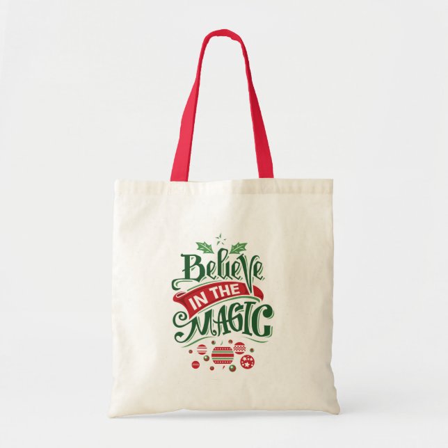 Bolso De Tela Creer en la tipografía del Navidad mágico (Frente)