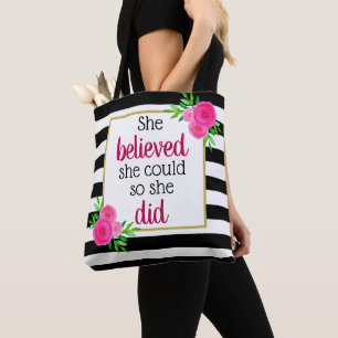 Bolso De Tela Creía Que Podía Florales Estampadas Motivacional