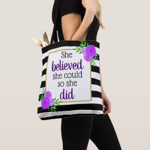Bolso De Tela Creía Que Podía Florales Estampadas Motivacional