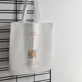 Bolso De Tela Crema de código Qr simple y Minimalista de puntos