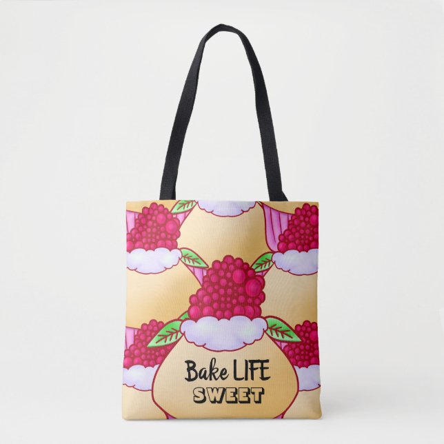 Bolso De Tela Crema de frambuesa Muffin pastelito dulce (Anverso)