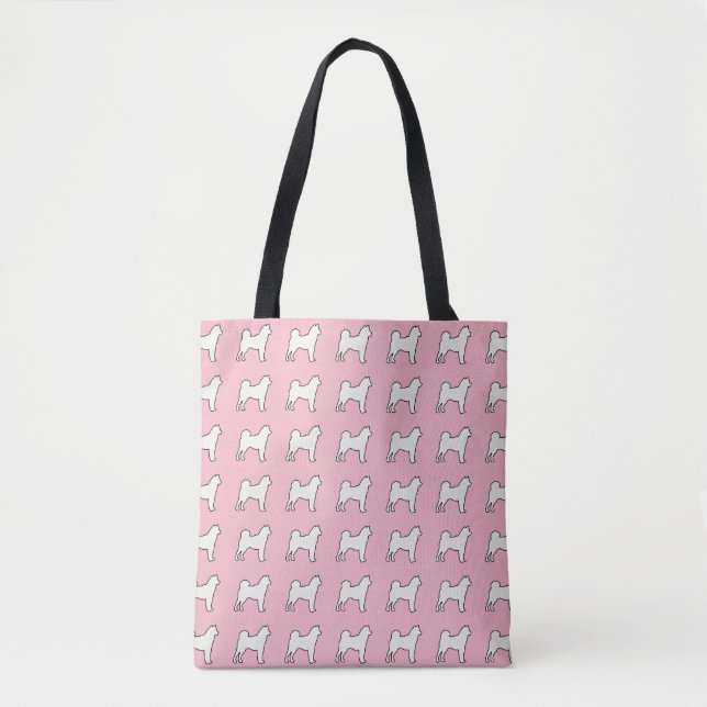 Bolso De Tela Crema de la silueta de Shiba Inu (Anverso)